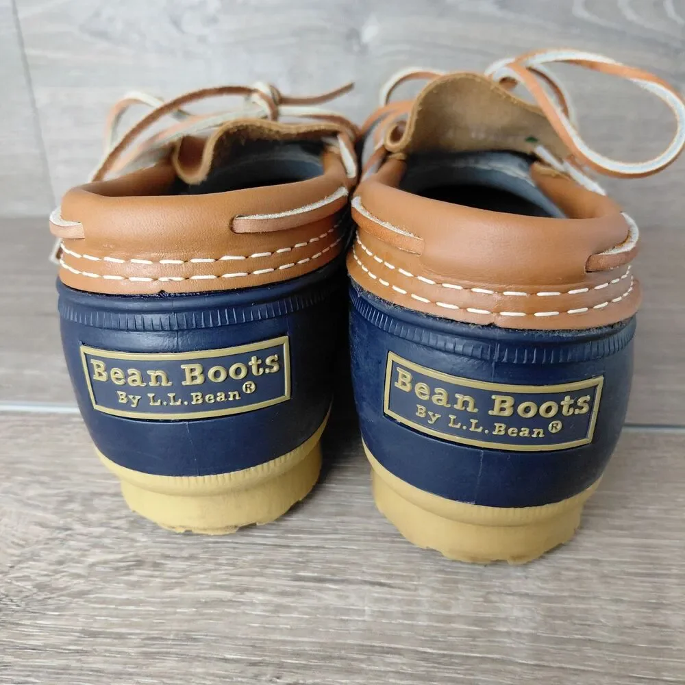 LL Bean Boots Mens 9 Low Moc Rubber Leather Waterproof Duck Shoes Maine USA VTG
